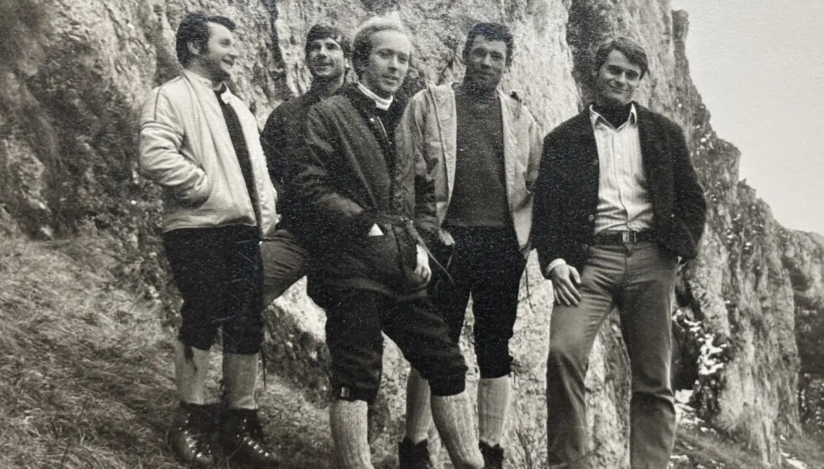 Walter Ochs, Werner Wimmer, Toni Putz, Bruno Wimmer und Fritz Weikl - 1971 in Schönhofen | © Archiv Bruno Wimmer