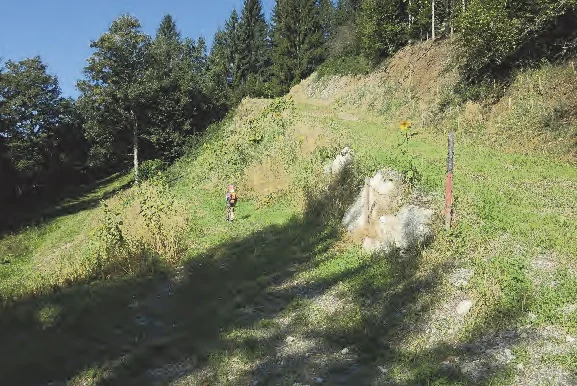 Hausrunde Lauterbach - Achtung! Links über die Wiese zum Wanderweg. | © Simone Zeiler
